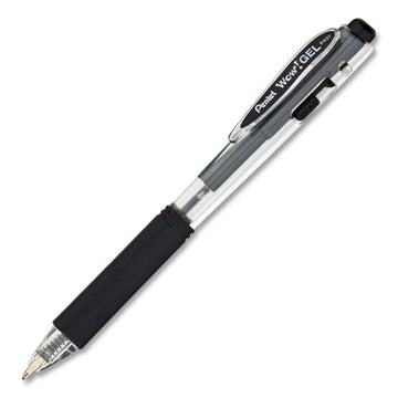 Pentel® Wow! Gel Pen, Retractable, Medium 0.7 Mm, Black Ink, Clear-black Barrel, Dozen freeshipping - TVN Wholesale